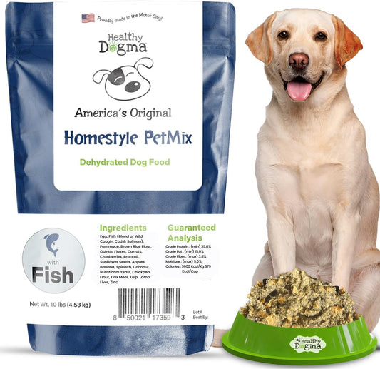 Healthy Dogma - Homestyle PetMix Dehydrated Dog Food with Wild-Caught Alaskan Salmon & Whitefish – Skin & Coat Support, Clean Ingredient Dog Food (Homestyle PetMix with Fish, 10 lbs)