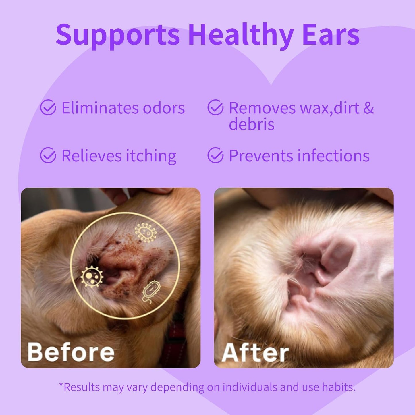 MIOSSZI Pet Finger Wipes for Dogs & Cats - Dog Ear Cleaner for Itch Relief Remove Wax & Odor, Dog Ear Cleaning Finger Wipes-Pet Ear Finger Wipes 50ct