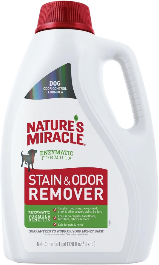 Nature’s Miracle® Stain & Odor Remover, Tough on Dog Urine, Feces, Vomit, Drool and Other Organic Stains and Odors, 1 Gallon