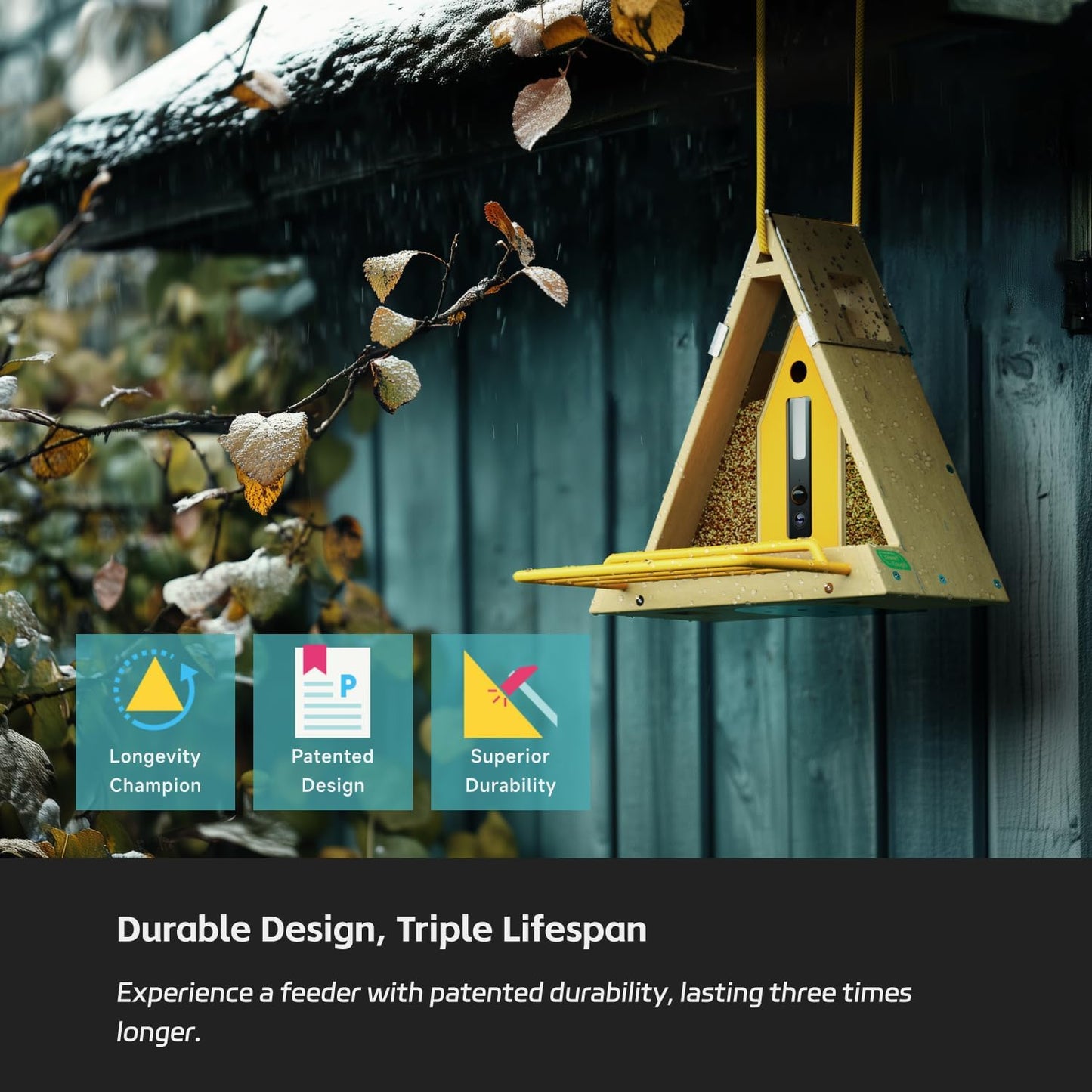 RELI Birddy Original Smart Bird Feeder with Camera Solar Powered, Durable Material GreenTough Feeder with Birds Watching Camera, AI Identify, Live View, Instant Notify, Ideal Gift for Bird Lovers