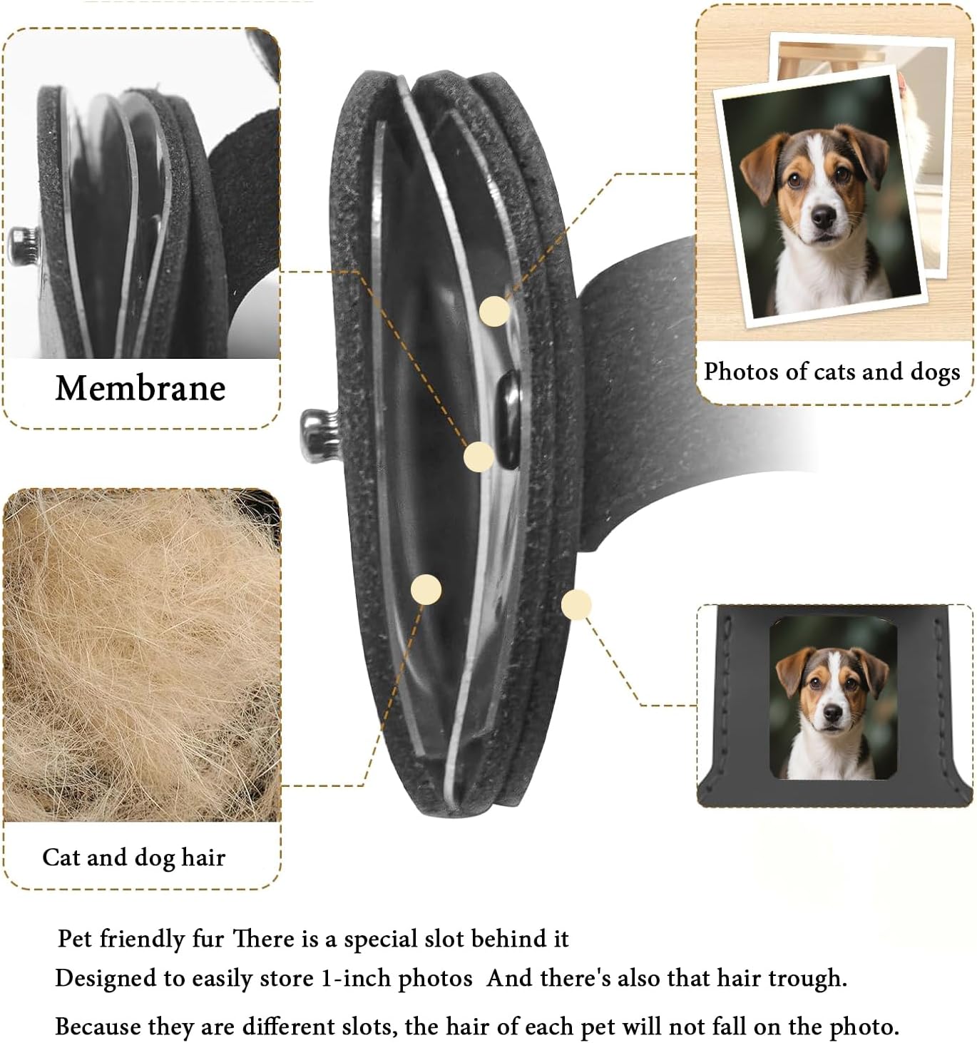 Leather Pet Memorial Keychain, Cat & Dog Hair Keychain, Cute Paw Shaped Keychain, Pet Memorial Gift for Pet Lovers, Key Holder with Collecting Pet Fur and Photo