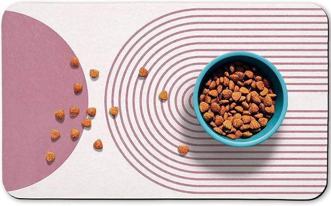 Dog Food Mats for Floors Waterproof, Cat Water Bowl Mats Pet Feeding Absorbent Mat Placemats for Food and Water Pink Bohemia 12 * 20 inch
