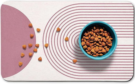 Dog Food Mats for Floors Waterproof, Cat Water Bowl Mats Pet Feeding Absorbent Mat Placemats for Food and Water Pink Bohemia 16 * 24 inch