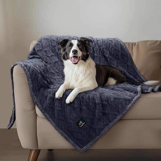 Waterproof Pet Blanket, Liquid Pee Proof Dog Blankets for Sofa Bed Couch, Reversible Sherpa Fleece Furniture Protector Cover for Small Medium Large Dogs Cats,Dark Grey Medium（57" x 40"）