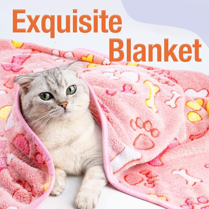 Pet Soft 1 Pack 3 Pet Blankets for Dogs - Fluffy Cats Dogs Blanket for Small Medium & Large Dog, Cute Print Pet Throw Puppy Blankets Fleece (Bones, 3XL)