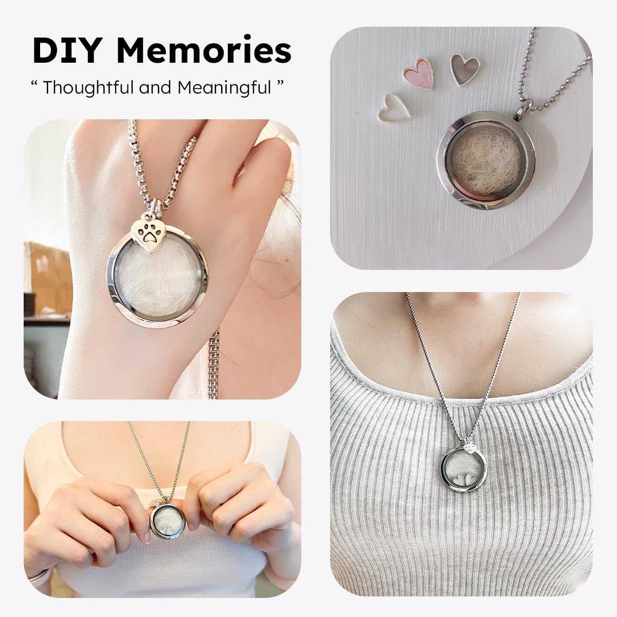 Pet Fur Memorial Necklace, Dog Ashes Keepsake Necklace, Transparent Glass Circle Small Pet Urn Pendant Necklace, Memorial Jewelry for Women Men, Vial Necklace for Ashes, Cat Hair Memorial Gifts(Dog)