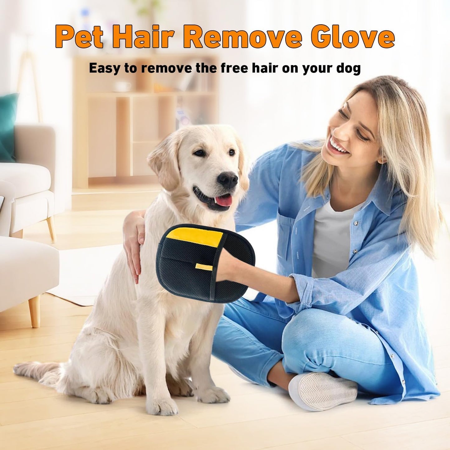 Electrostatic Pet Hair Remover Glove,Pet Hair Removal Gloves for Pet Hair,Home UseReusable Cat & Dog Hair Remover for Couch, Furniture, Carpet, Curtain(2pcs)