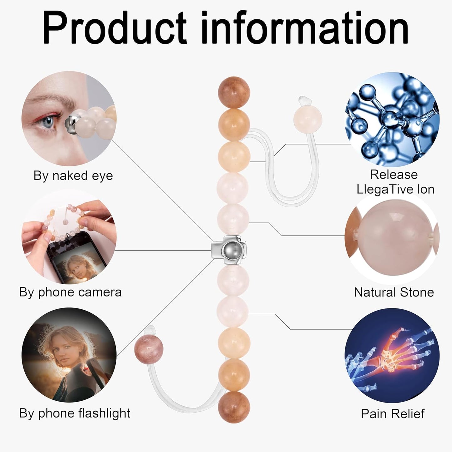 EMIRISTIC Custom Photo Bracelet - Personalized Picture Natural Stone Cuban Chain Bracelet - Any Special Day Gifts