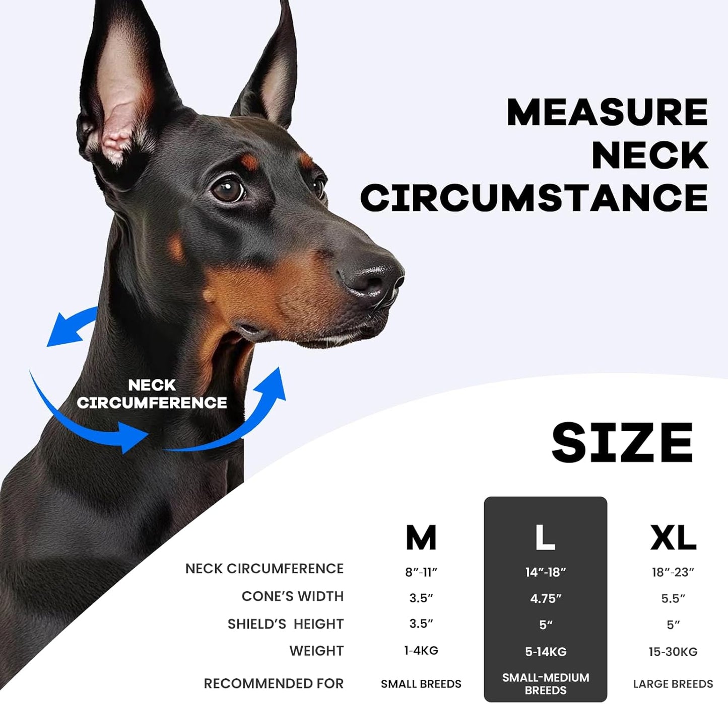 Inflatable Surgery Collar for Dogs-Enhanced Anti-Licking Protective Cone with Adjustable Strap (Blue, L)