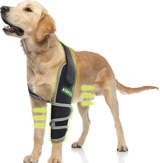 Dog Elbow Brace for Canine Elbow and Shoulder Support Osteoarthritis Shoulder Dislocation Elbow Calluses Pressure Sores, Dog Elbow Protector Prevent Licking Wound with Reflective Left Leg XXL