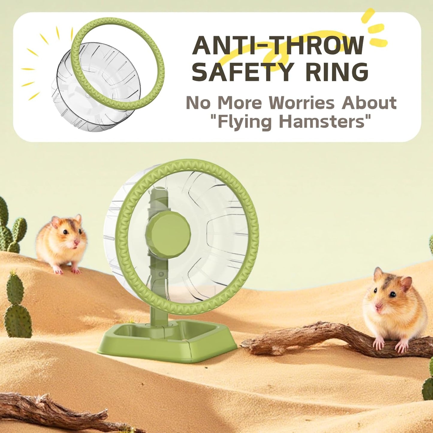 Hamster Exercise Wheels, Quiet Spinner Hamster Running Wheels with Adjustable Stand for Small Animals Dwarf Syrian Hedgehog Gerbils Mice (Green, Small(6.3 inch))