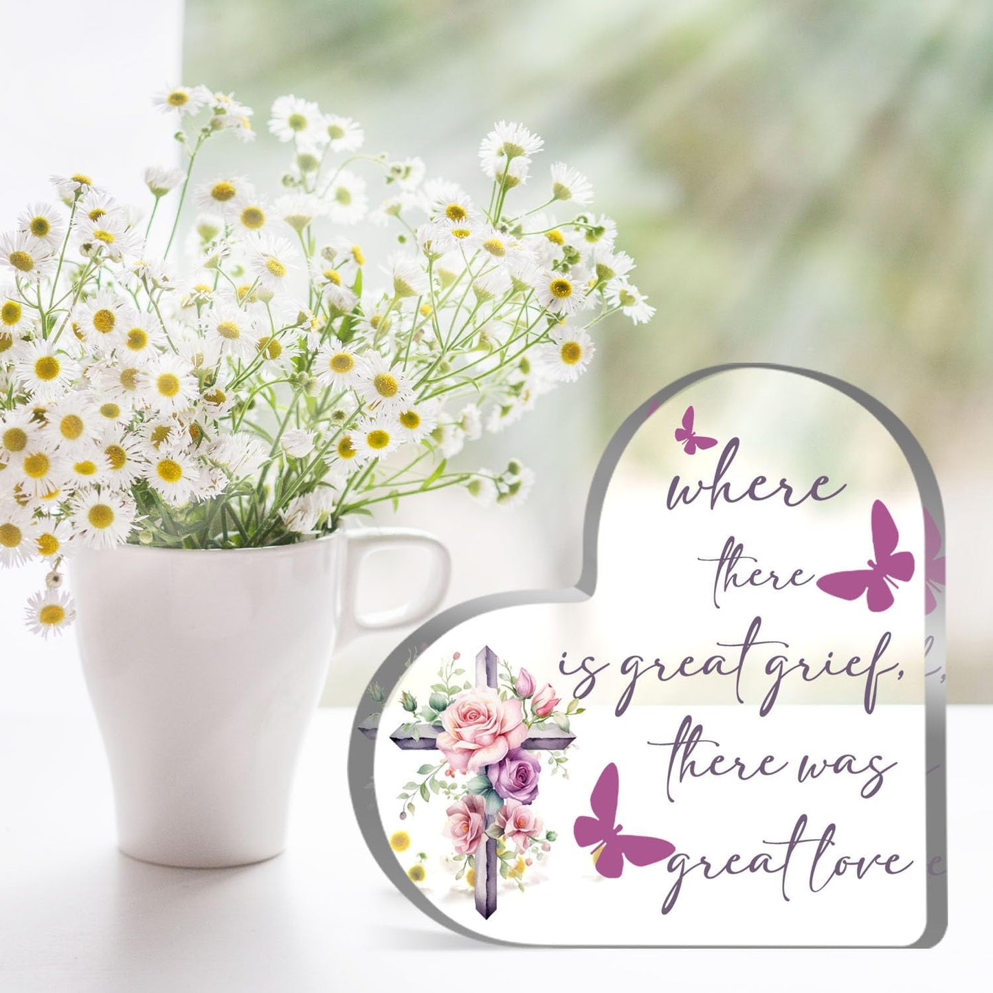 Sympathy Gifts for Loss of Loved One Bereavement Decor Sign Memorial Gifts for Loss of Mother Father Condolence Acrylic Plaque with Remembrance Quote