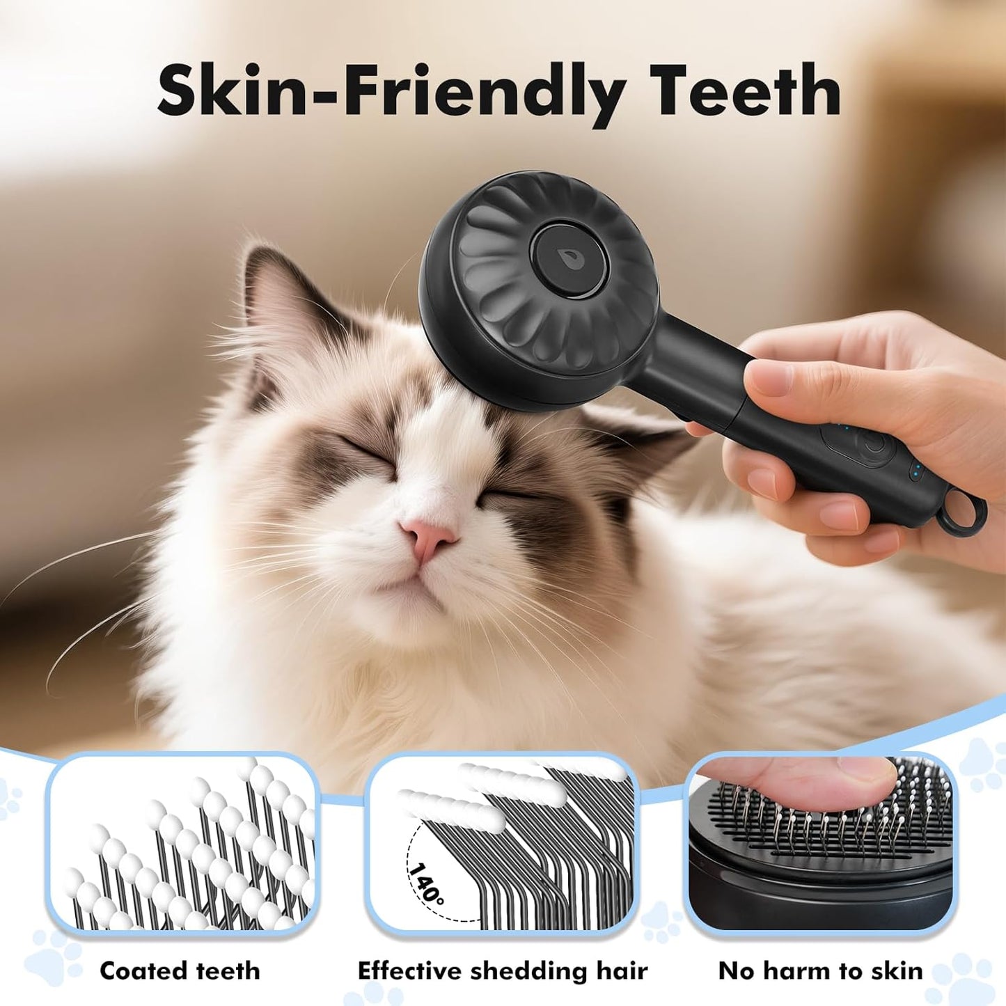 Cat Steam Brush with 2 Steam Modes for Cats Dogs Shedding, Low Noise Pet Hair Brush with One Release Button Cool Mist for Indoor Cats