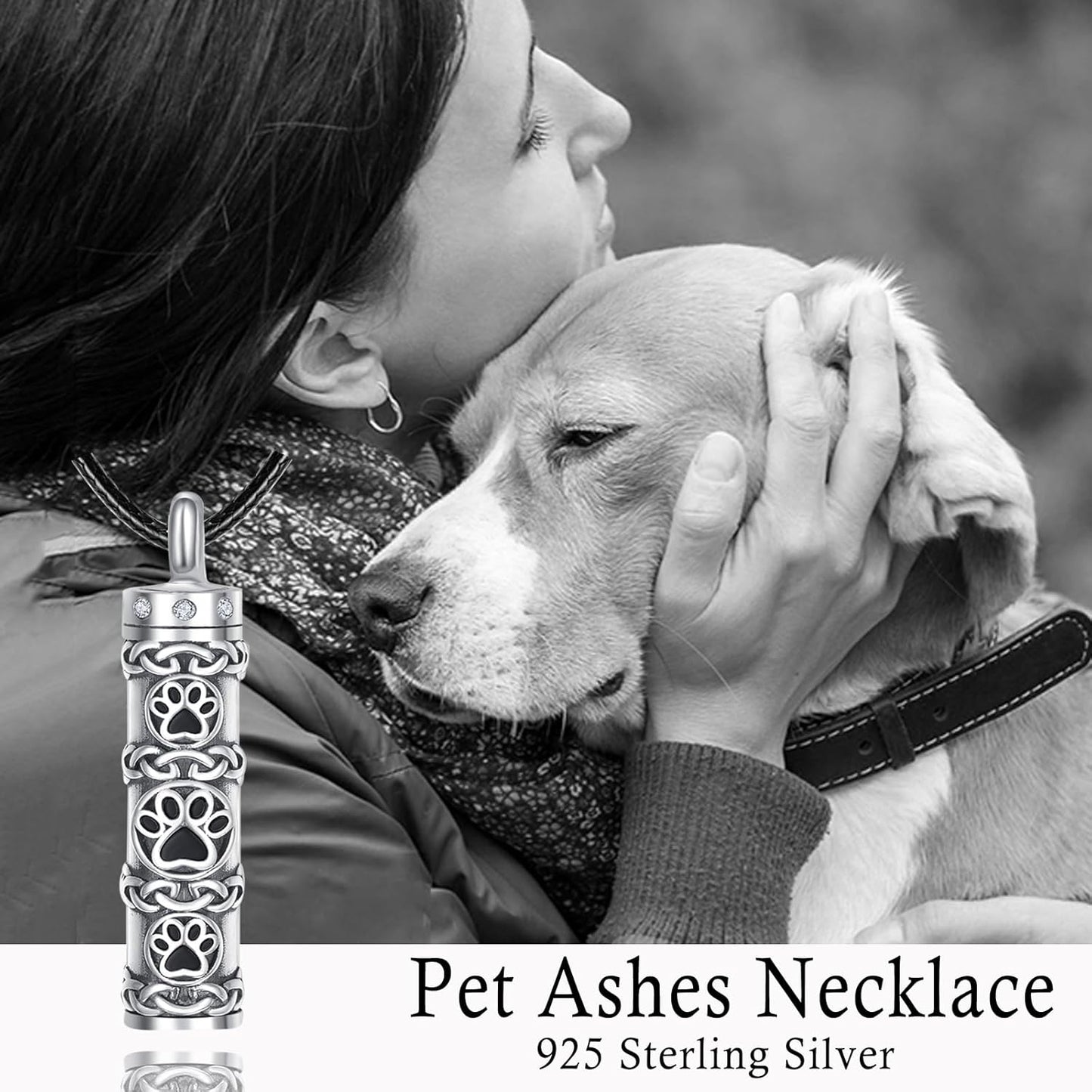 Dreamboat Pet Crematian Urn Necklace for Dog Cat Ashes 925 Sterling Silver Paw Print Keepsake Pendant Jewelry Gifts for Women Men