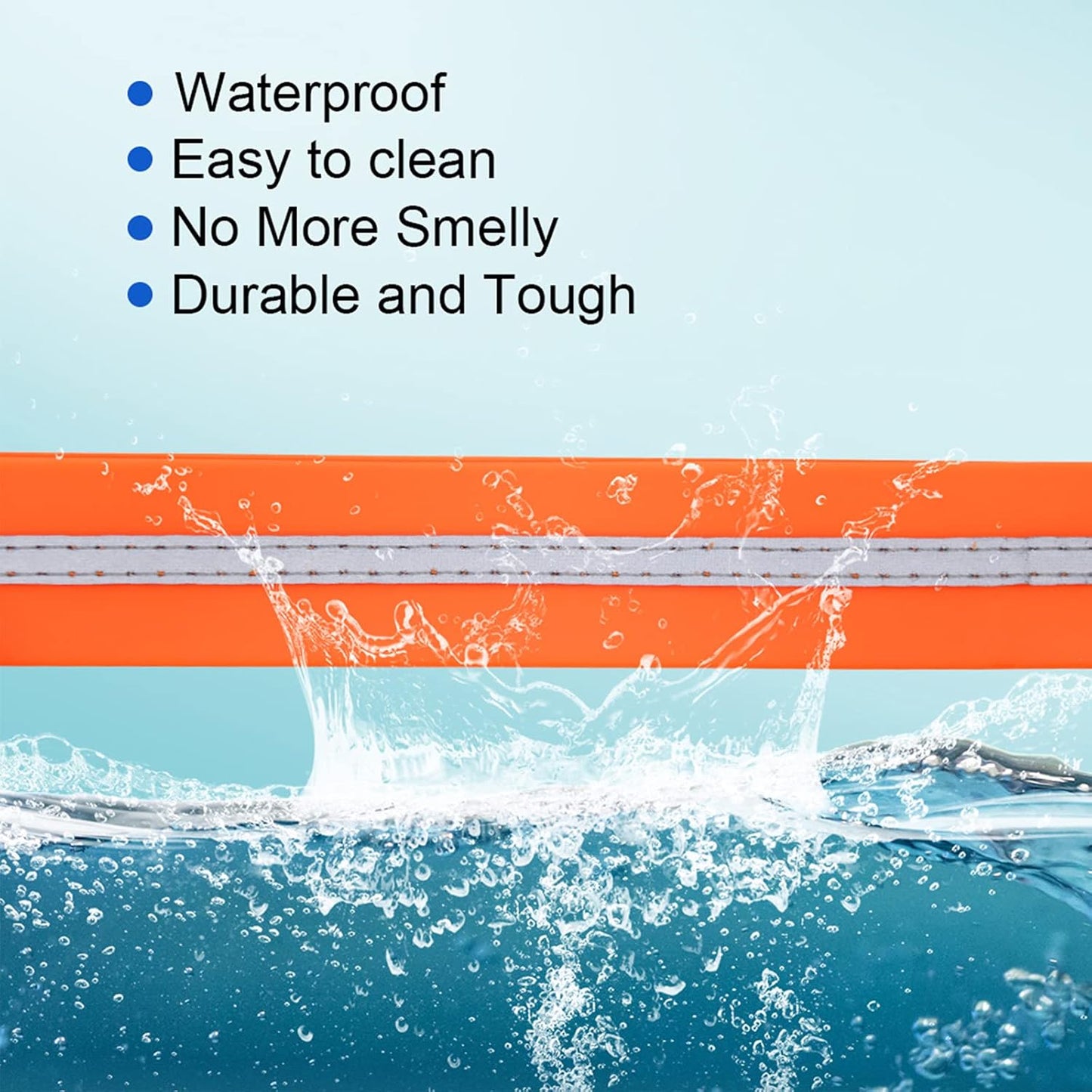 NIMBLE Dog Collar Waterproof Pet Collars Anti-Odor Durable Adjustable PVC & Polyester Soft with Reflective Cloth Stripe Basic Dog Collars S/M/L Sizes (Large (15.35”-24.8”inches), Orange)