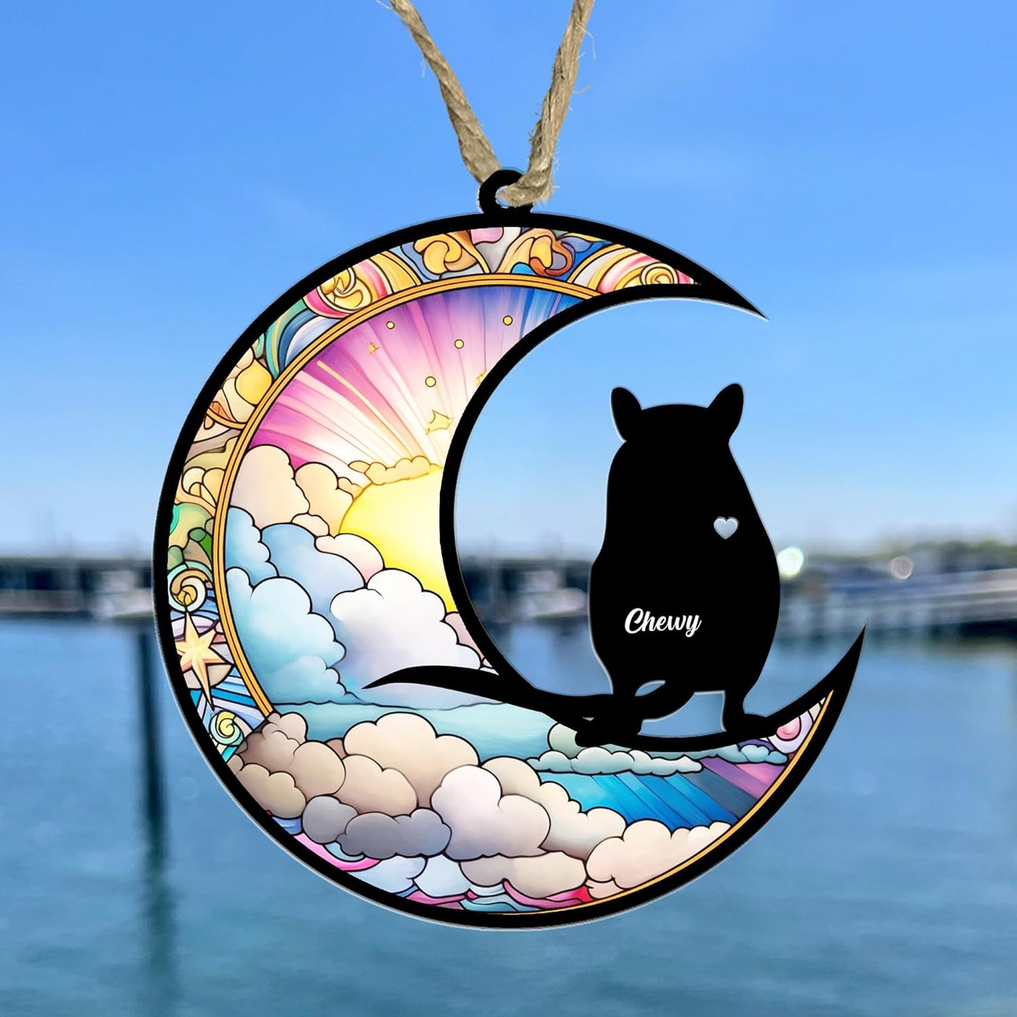 Personalized Gerbil Memorial Suncatcher/Ornament - Custom Loss Gerbil Bereavement Ornaments, Stained Glass Light Catcher Sympathy Gift, Pet Remembrance Keepsake Memory Window Hangings
