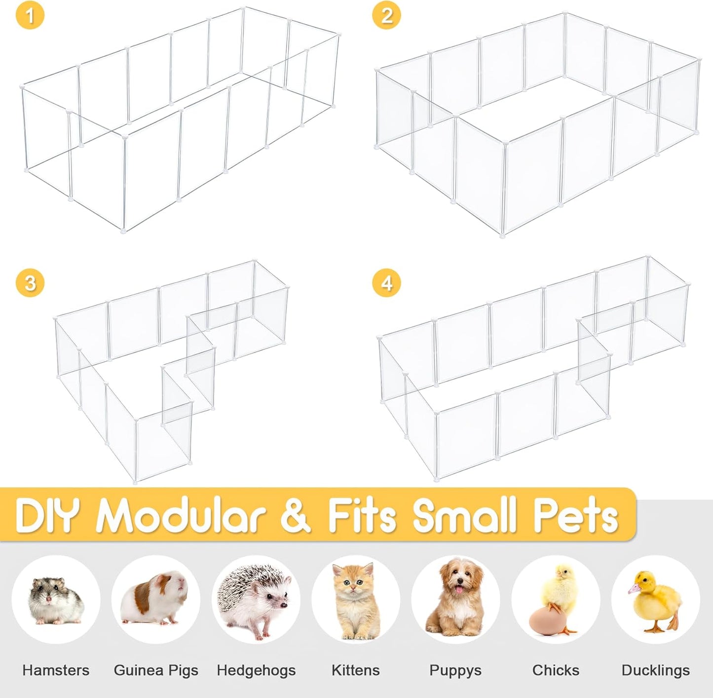 Indoor Puppy Playpen | Durable, Waterproof Pet Play Pen for Kittens, Rabbits, Guinea Pigs - DIY Easy Assembly, Safe & Secure, 16.5 X 12 Inch, 14 Panels