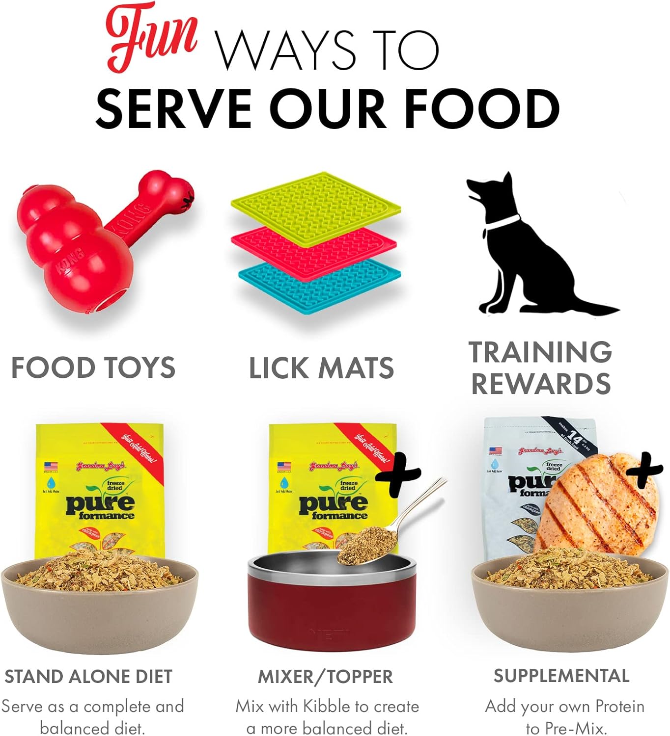 GrandmaLucy Pureformance Freeze Dried Grain Free Chicken Recipe Dog Food 1 Lbs