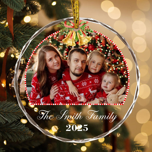 Christmas Tree Decor, Personalized Crystal Photo Ornaments, Custom Ornaments for Family, Decorative Hanging Crystal Pendant, Design Your Own Picture, Gifts for Mom/Dad