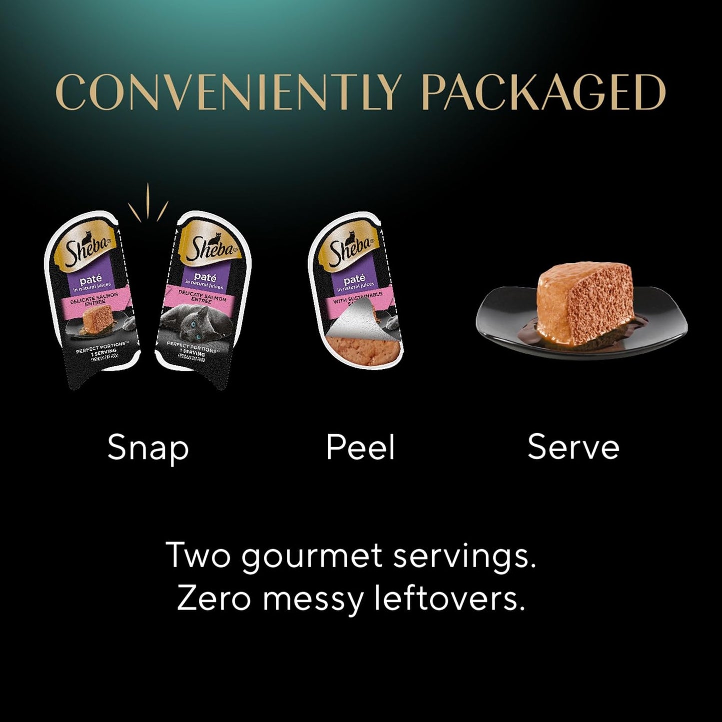 Sheba Perfect Portions Wet Cat Food Pate with Sustainable Salmon, Signature Seafood Entree, and Tender Whitefish and Tuna Entree Variety Pack, 2.6 oz. Twin Pack Trays (24 Count, 48 Servings)