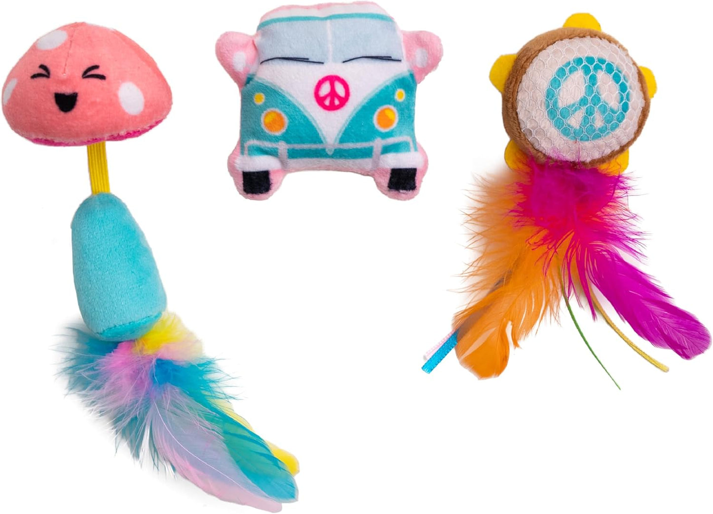 Catstages Festival 3 Pack Interactive Catnip Cat Toys with Crinkle Sounds, Flinger, & Feathers for Play, Batting & Chasing