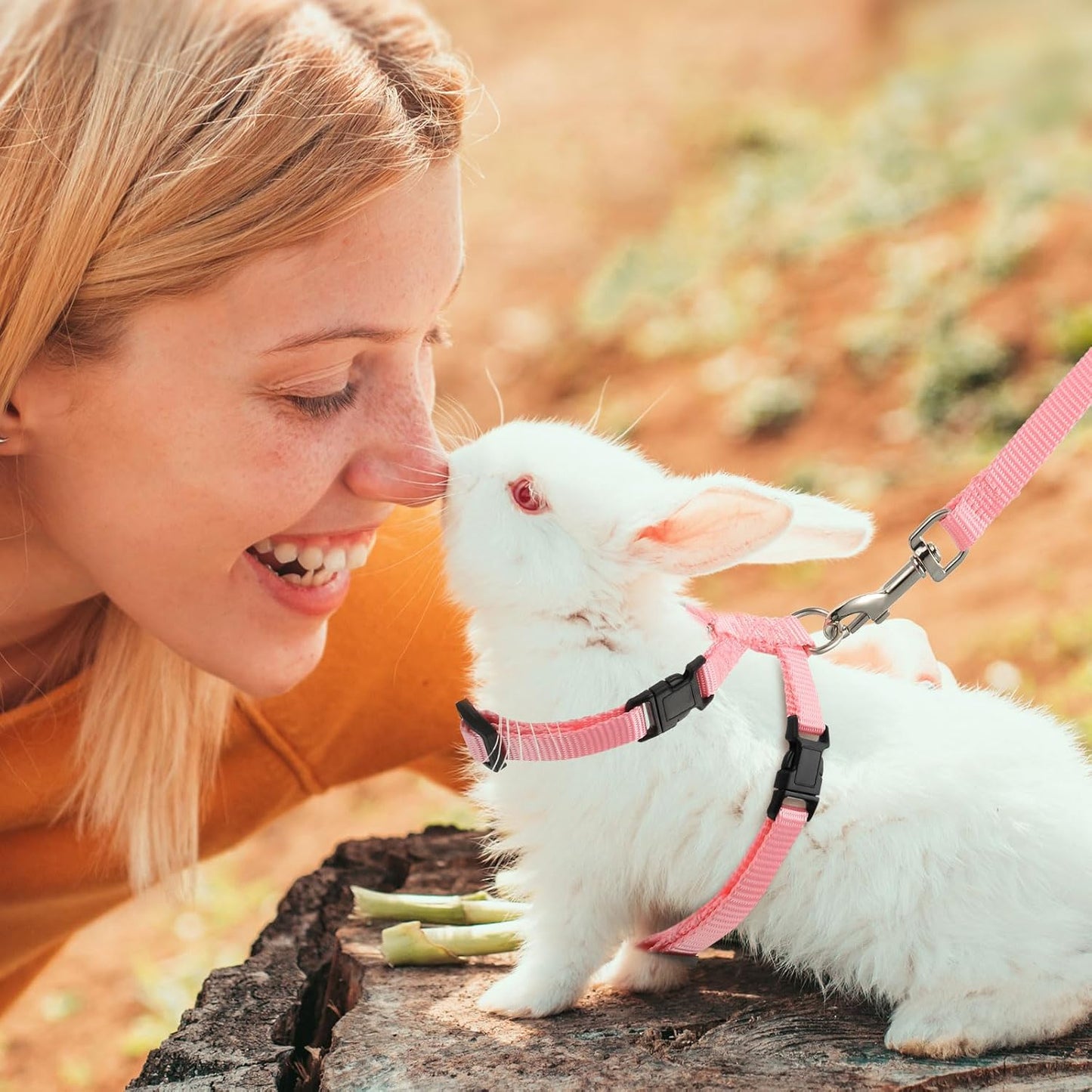 Outus 5 Pieces Adjustable Rabbit Harness and Leash Set Escape Proof Bunny Harness Vest for Pet Running Walk Jogging Bunny Cat Puppy Kitten Ferret and Other Small Pet(Fresh Color)