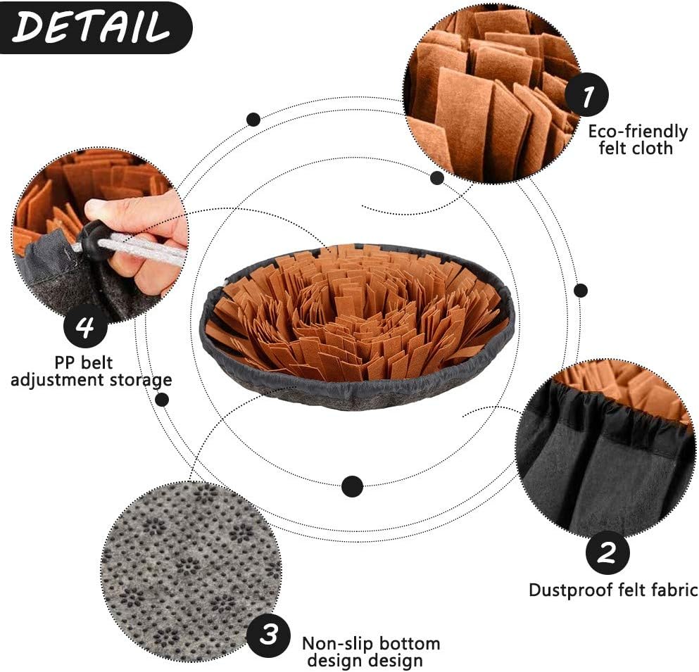 AWOOF Pet Snuffle Mat for Dogs, Interactive Feed Game for Boredom, Encourages Natural Foraging Skills for Cats Dogs Bowl Travel Use, Dog Treat Dispenser Indoor Outdoor Stress Relief (Brown)