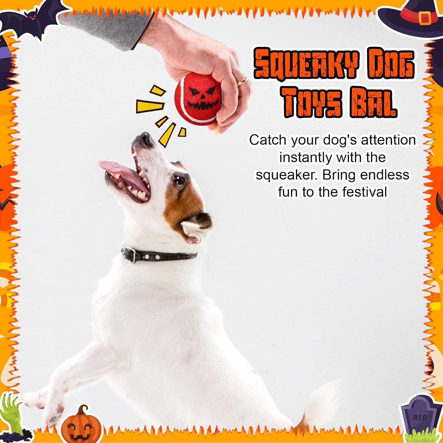 Civaner 18 Pcs Halloween Dog Toys Bulk, 2.5 Inch Squeaky Tennis Balls for Small Medium Large Dogs Pets Puppy Chew Teething Toy Interactive Training Gifts Xmas Stocking Stuffers