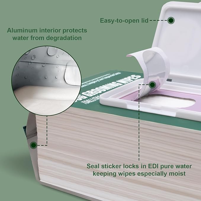 Dog Paws Wipes, Hypoallergenic Pet Grooming Wipes Natural and Gental, 100 Wipes for Cleaning & Grooming Moisturizing Coconut