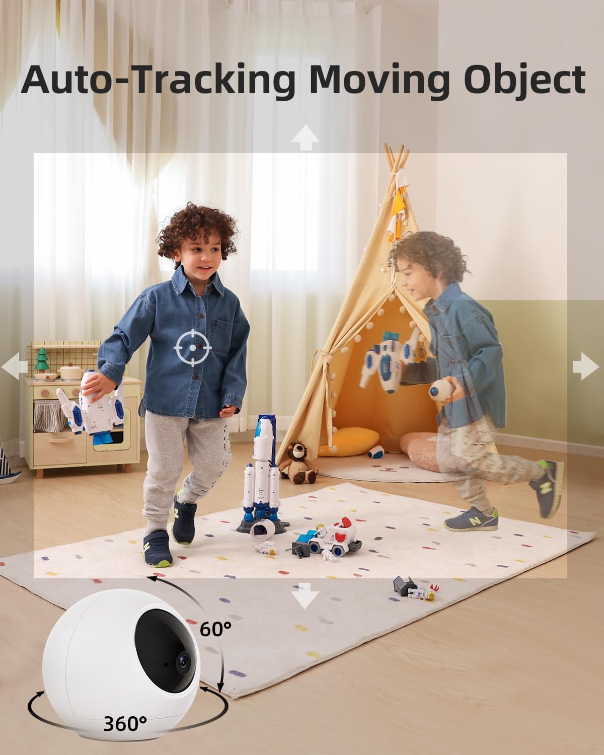 Noorio 4K Indoor Security Camera with 5GHz WiFi - 360° Pan Tilt Pet Camera for Dogs & Cats, Dog Monitor with Speaker, No Subscription Needed, Alexa Compatible, Motion Tracking, Night Vision-Model T120