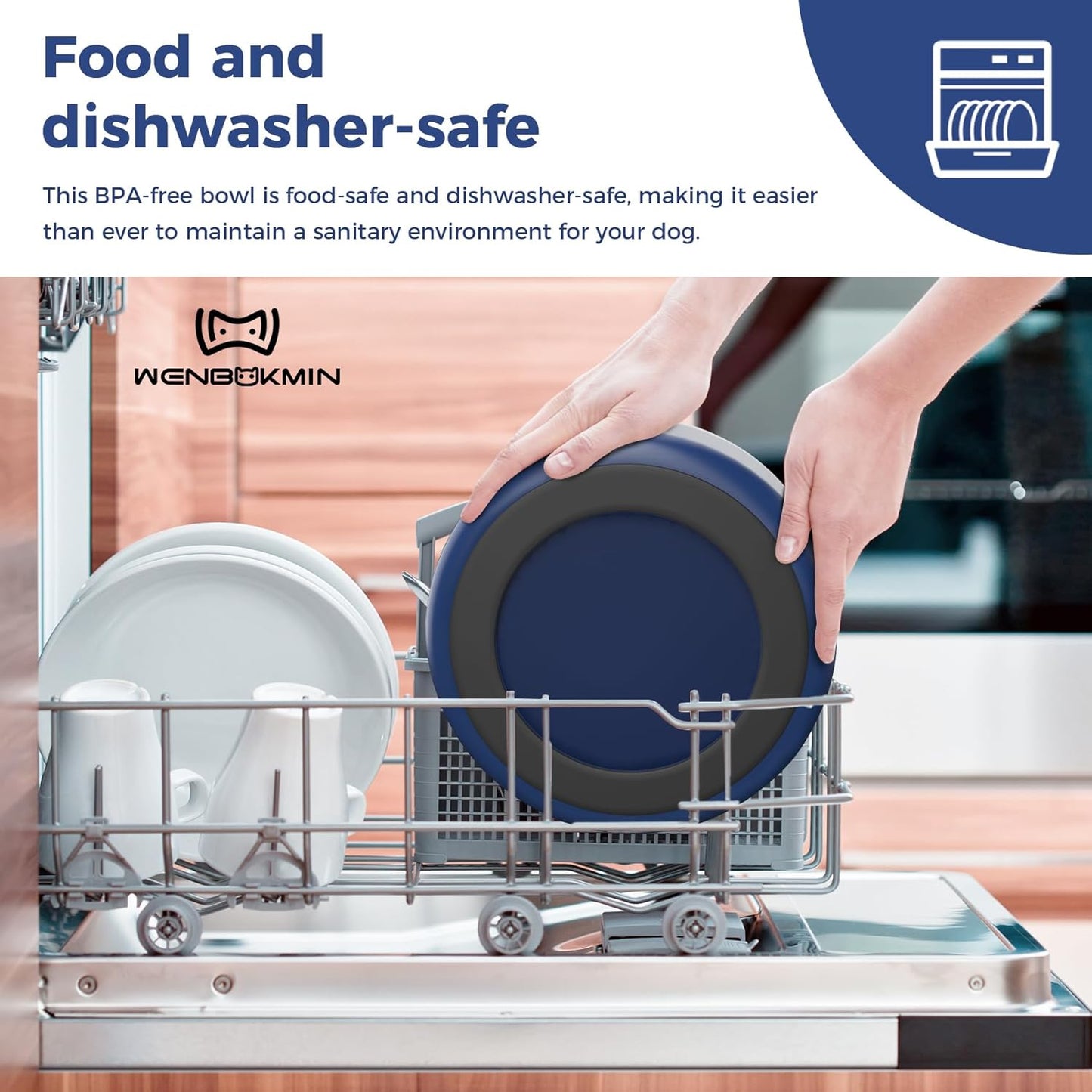 Dog Bowl, Stainless Steel Dog Food and Water Bowl with Non Slip Quiet Bottom, Easy to Clean, Dishwasher Safe, 40oz, Blue