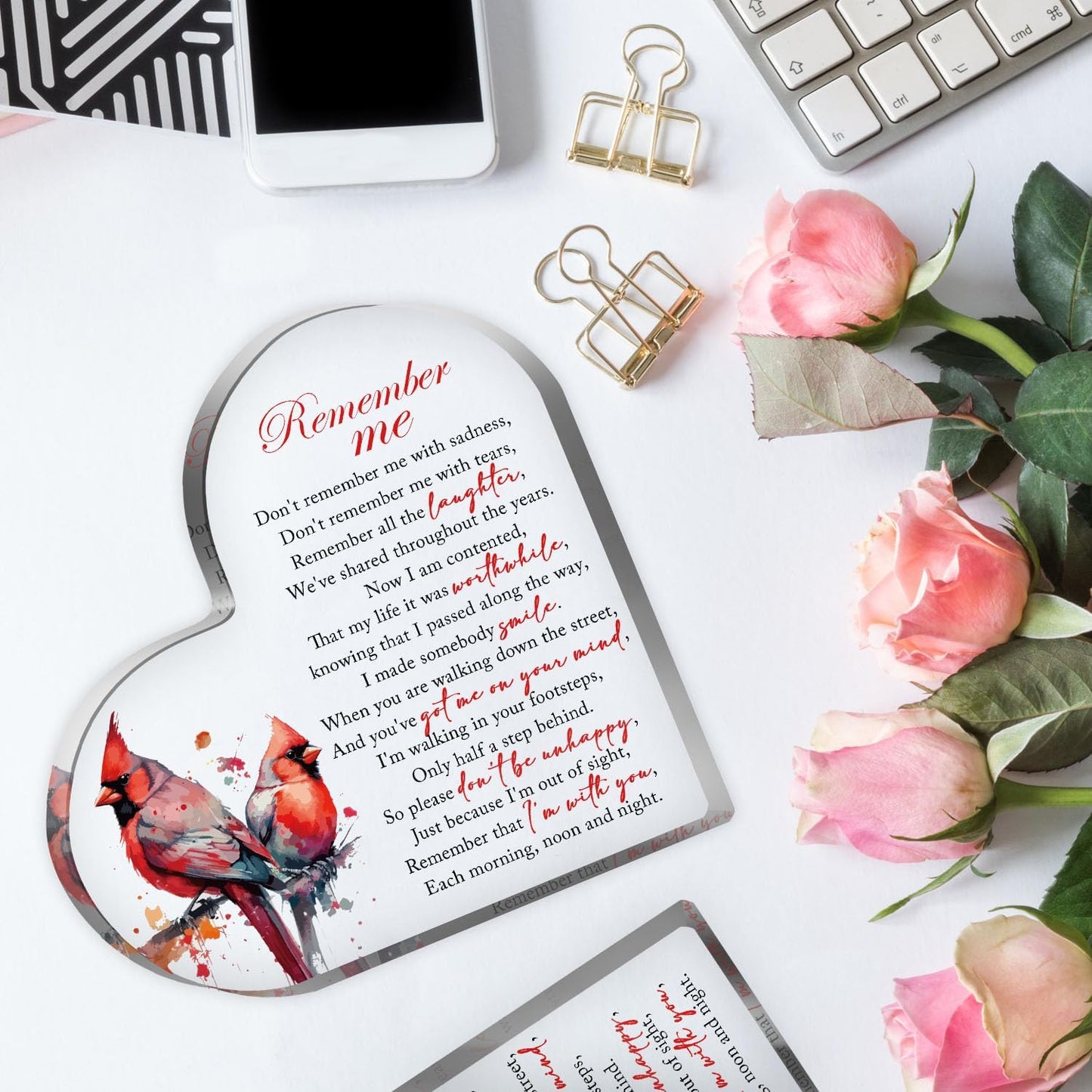 Sympathy Gifts, Memorial Gift Bereavement Gift Condolences Gift Sympathy Table Decorations Loss of Loved One, Bereavement Gift Acrylic Heart Sympathy Memorial Remember Me, Sentimental Gifts for Home