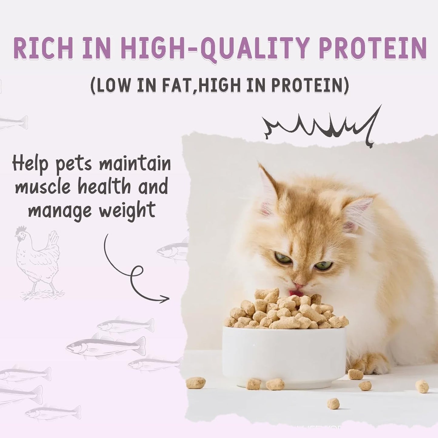 Freeze Dried Chicken & Cod Treats for Cats & Dogs, Premium Quality High Protein Training Treats, Grain Free, Gluten Free, Filler Free, Supports Eye, Skin & Coat Health
