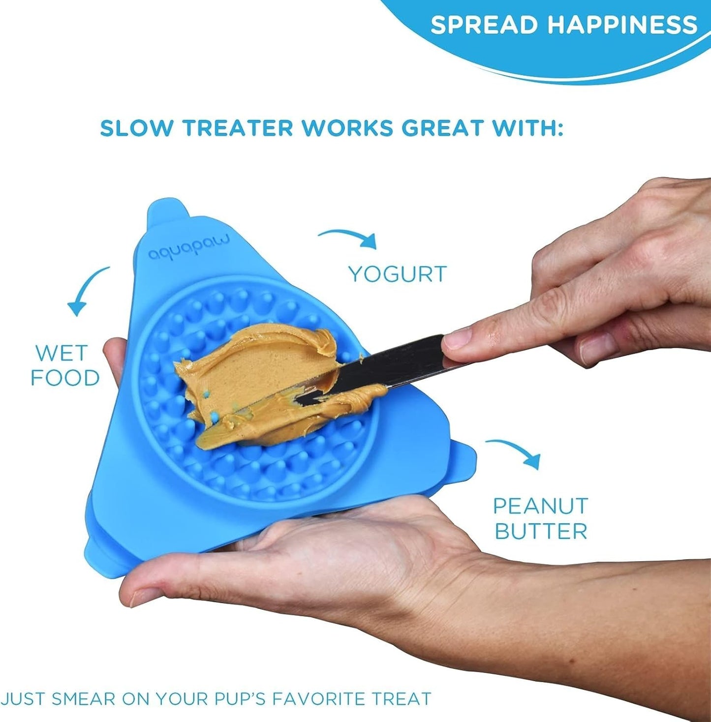 Aquapaw Dog Licking Mat for Wall & Floor - 1-Pack Blue - Suction Slow Feeder for Treats & Peanut Butter - Also Bath Toy for Dogs