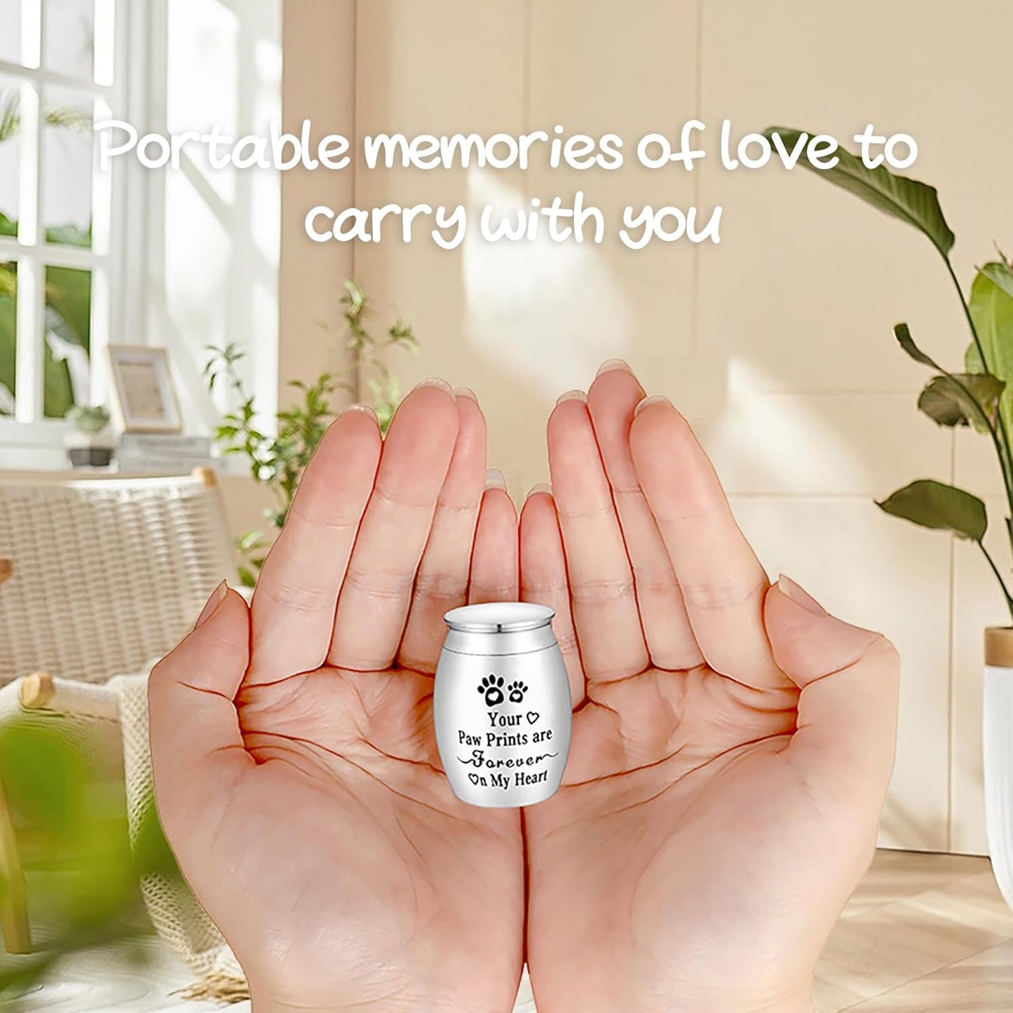 Pet Memorial Urn for Small Pets – Angel Paw Keepsake for Ashes – Mini Aluminum Cremation Jar for Dogs, Cats, Rabbits