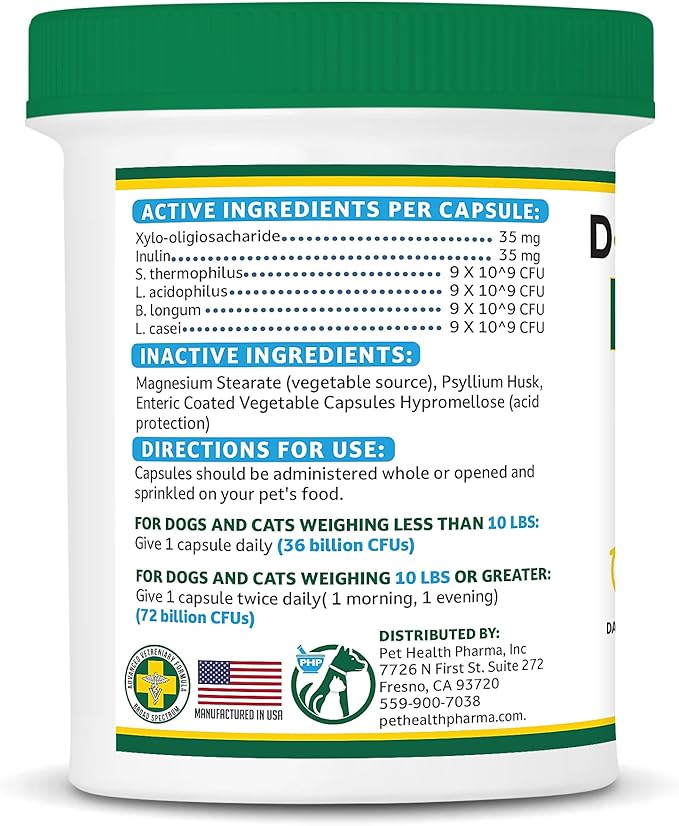 NEPHROMAX™ Synbiotic Capsules for Kidney Support for Dogs & Cats (120 Small Capsules) - Advanced Next-Generation Enteric detoxifying Proprietary Blend of Pre & Probiotics for Kidney Function,U.S.A