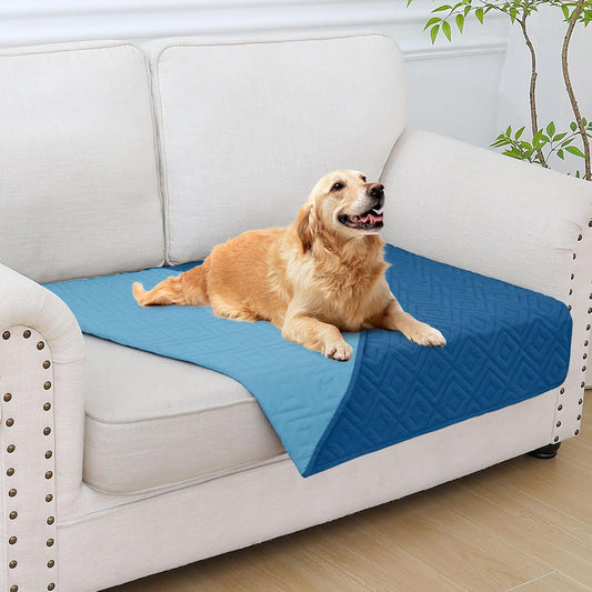 hyha Waterproof Dog Blanket, Soft Pet Bed Blankets, Waterproof Sofa Couch Cover for Dogs Washable, Reversible Pet Couch Covers for Sofa Furniture (30x53 Inch, Navy Blue/Blue)