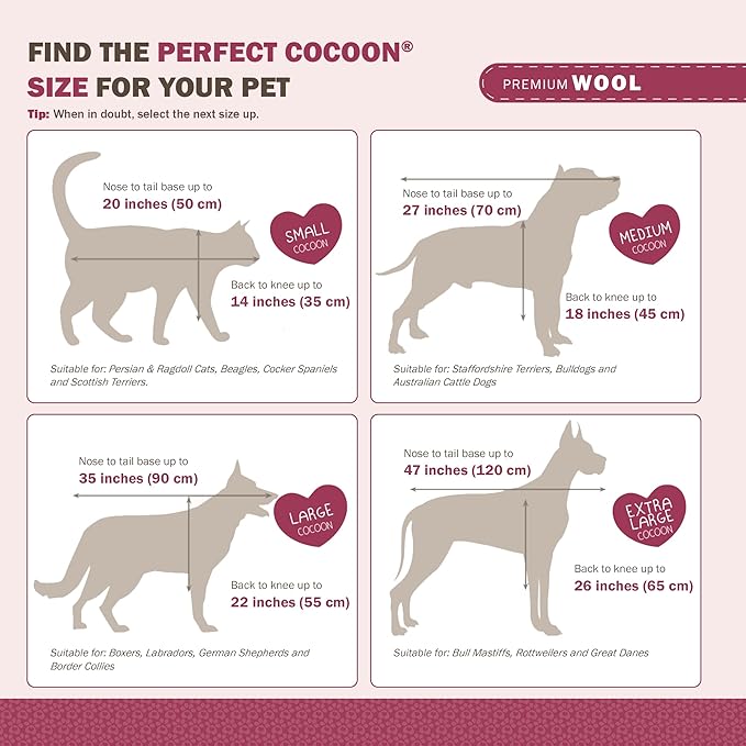 Cocoon® - Eco-Friendly Pet Burial & Cremation Ceremony Kit (Premium Wool) - Casket for Dogs and Cats – Size for Every Breed (Choose Size & Color) (Medium, Grey)