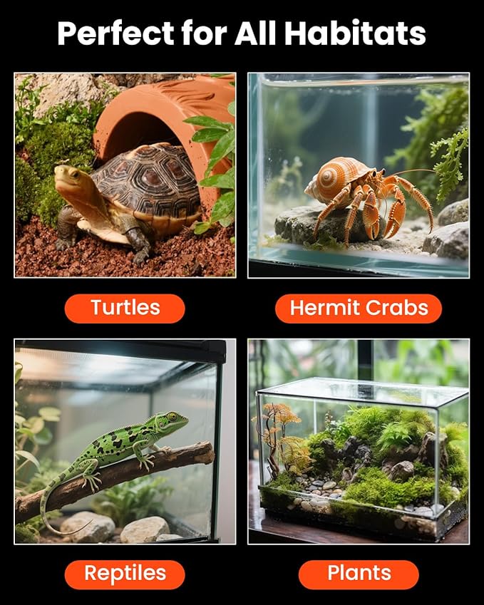 MQ Reptile Terrarium Heat Pad with LCD Digital Aquarium Thermometer, 5.5 x 6in Power Adjustment Under Tank Heater Mat for Pets, Small Animals, Seedling, 5W