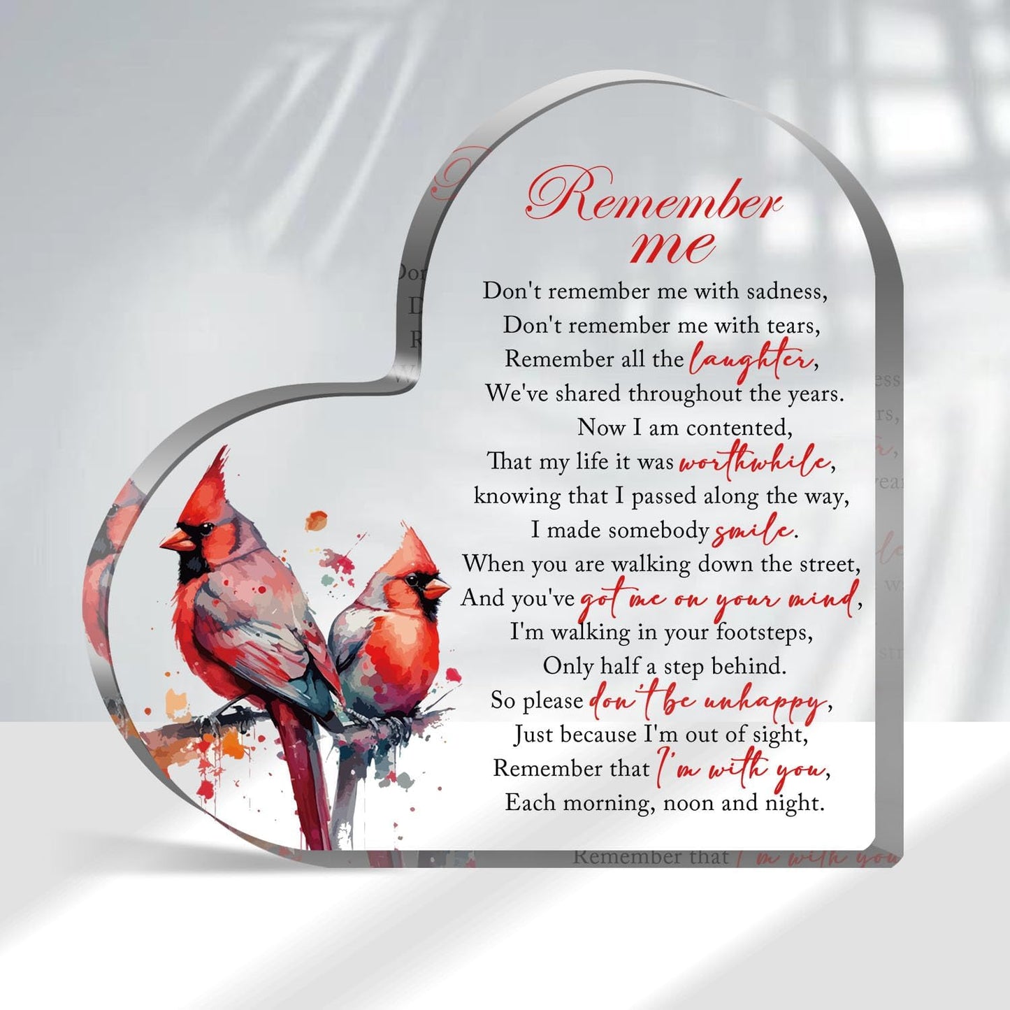 Sympathy Gifts, Memorial Gift Bereavement Gift Condolences Gift Sympathy Table Decorations Loss of Loved One, Bereavement Gift Acrylic Heart Sympathy Memorial Remember Me, Sentimental Gifts for Home