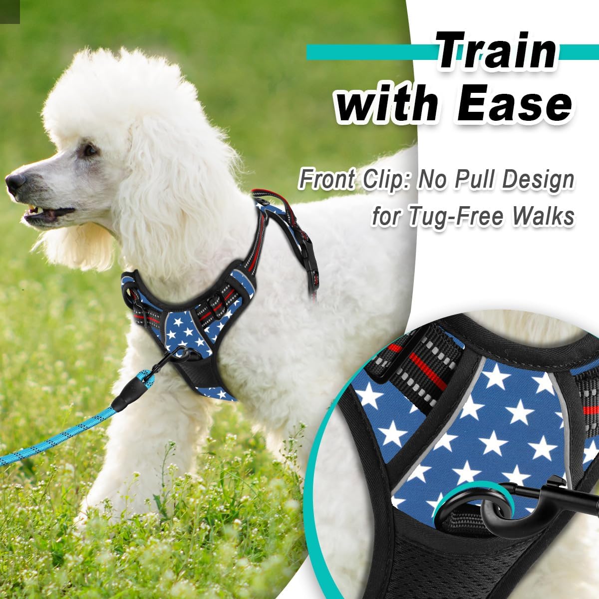 BARKBAY Dog Harness No Pull for Small Dogs - Adjustable, Reflective, Comfortable, No Choke, Heavy-Duty - Perfect for Outdoor Training, Walking, and Hiking - Strong & Durable - XS & Star