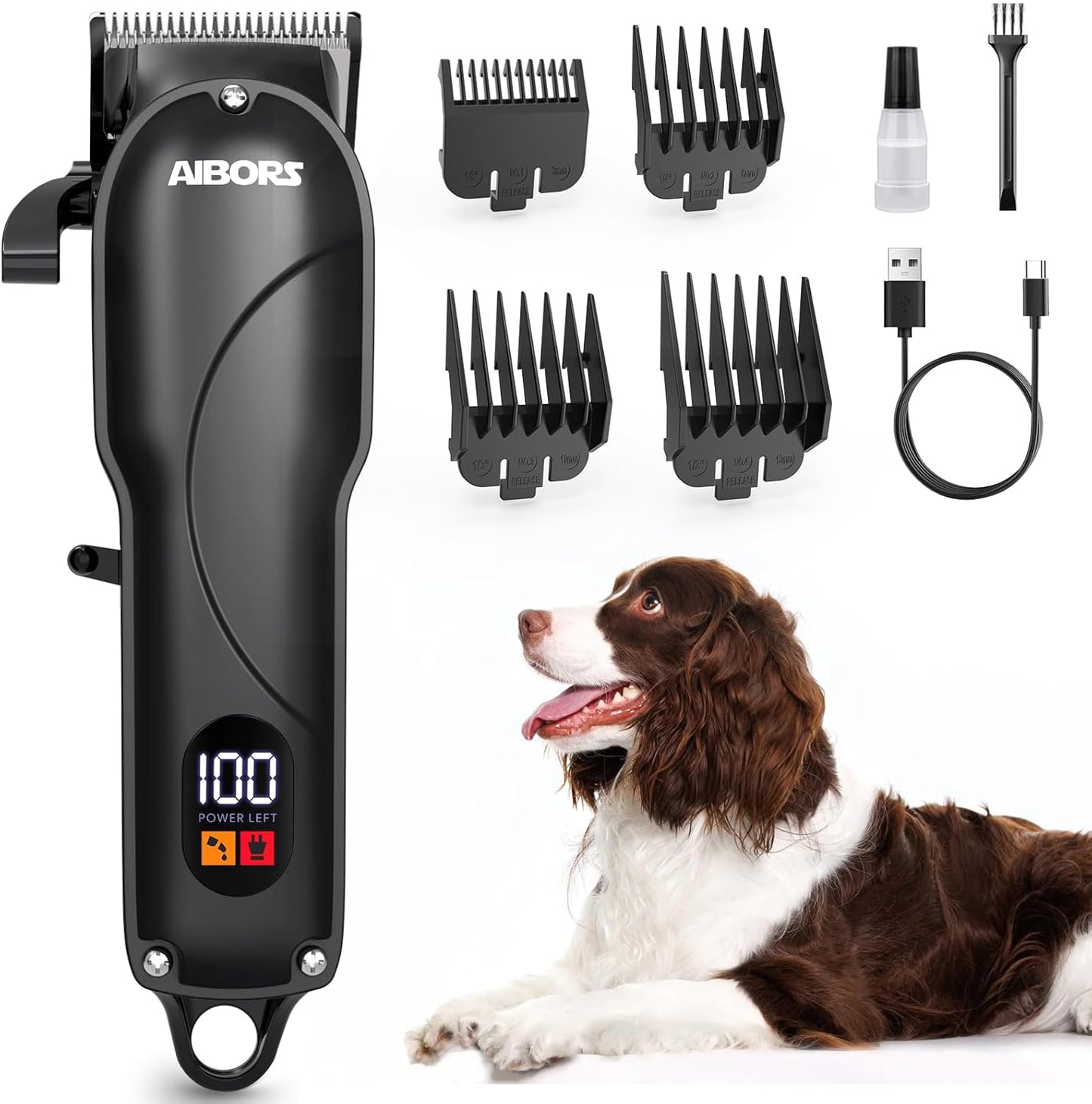 Dog Clippers for Grooming: Dog Grooming Kit Low Noise Electric Quiet Rechargeable Adjustable Clipper Comb Cordless Pet Hair Thick Coats Clippers Trimmers Set Dogs Hair Clippers for Dogs Cats Pets