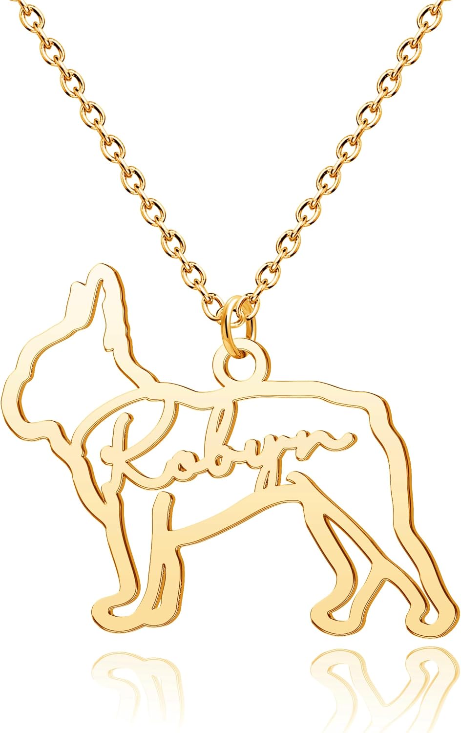 CoolJewelry Custom Dog Breeds Portrait Cat Pet Memorial Name Necklace Dainty Animal Pendant Chain Personalized Jewelry Remembrance Gifts for Dog Lover Women Girls