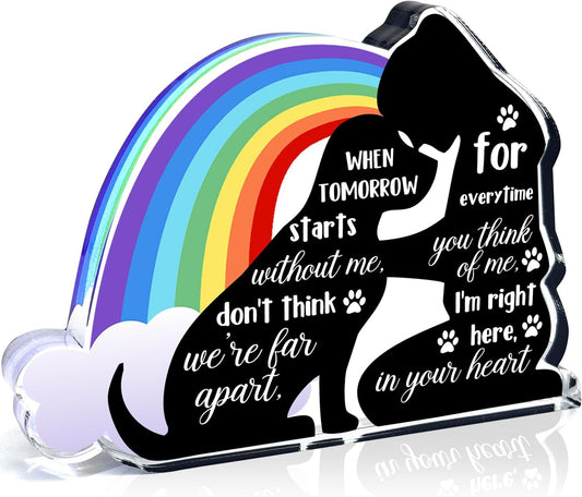 Pet Memorial Gifts, Bereavement Gifts for Loss Pet, Sympathy Gifts for Loss of Dog, Pet Sympathy Gifts, Condolences Gifts for Pet Loss Remembrance, Pet Memorial Acrylic Rainbow Bridge Decorations
