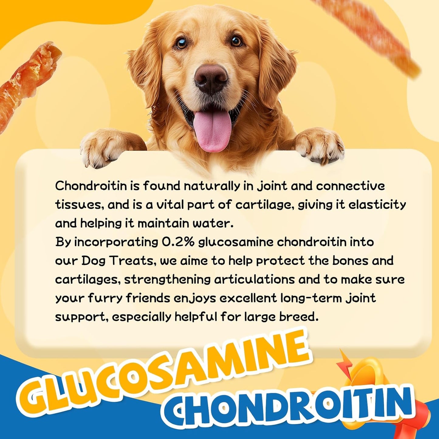 Gazeupon Dog Dental Treats, Chicken Wrapped Peanut Butter Sticks, Healthy Training Snacks for Dogs, Easy to Digest, w/Glucosamine Chondroitin
