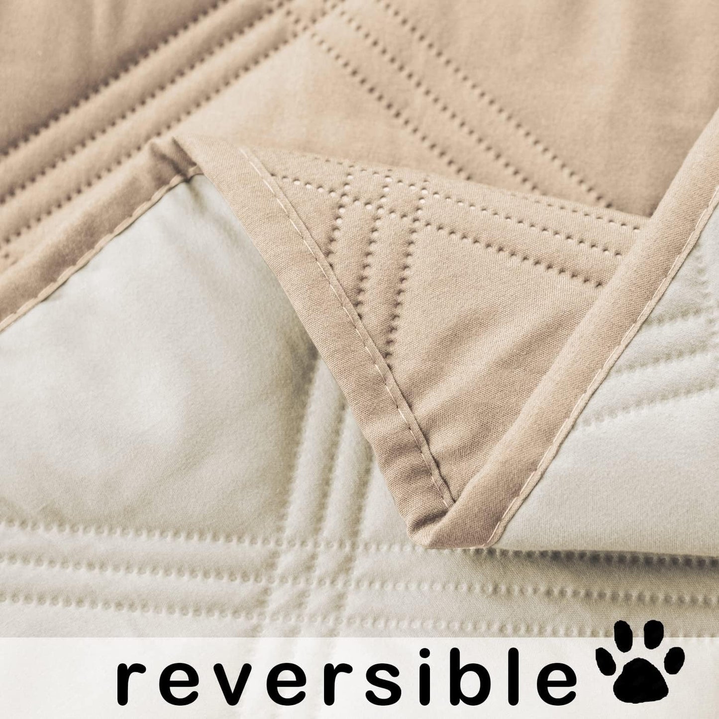 fuguitex Waterproof Dog Blanket, Pet Friendly Reversible Throw Essential for Small Dogs, Tear Resistant Leakproof Washable Couch Cushion Bed Protector Cover for Indoor Furniture（52"*82",Beige+Cream