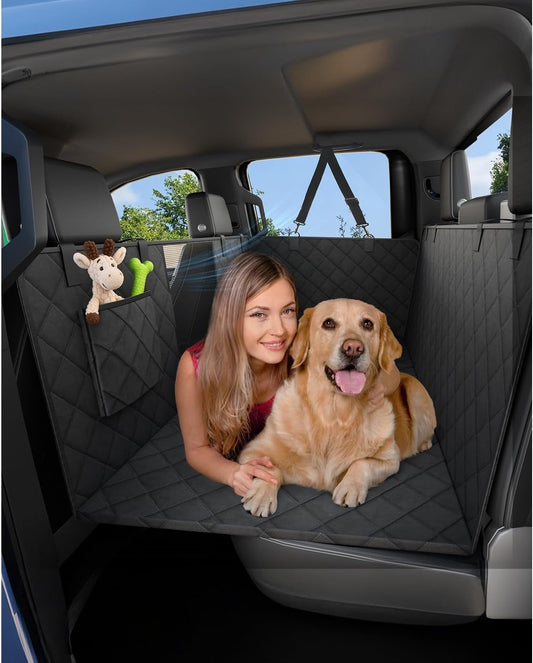 HOCHO Dog Seat Cover for Back Seat Extender, Upgraded Hard Bottom +65% Space 400LBS Holding Dog Seat Cover for Truck/SUV Jeep F150 Silverado RAM1500 GMC Tundra Titan
