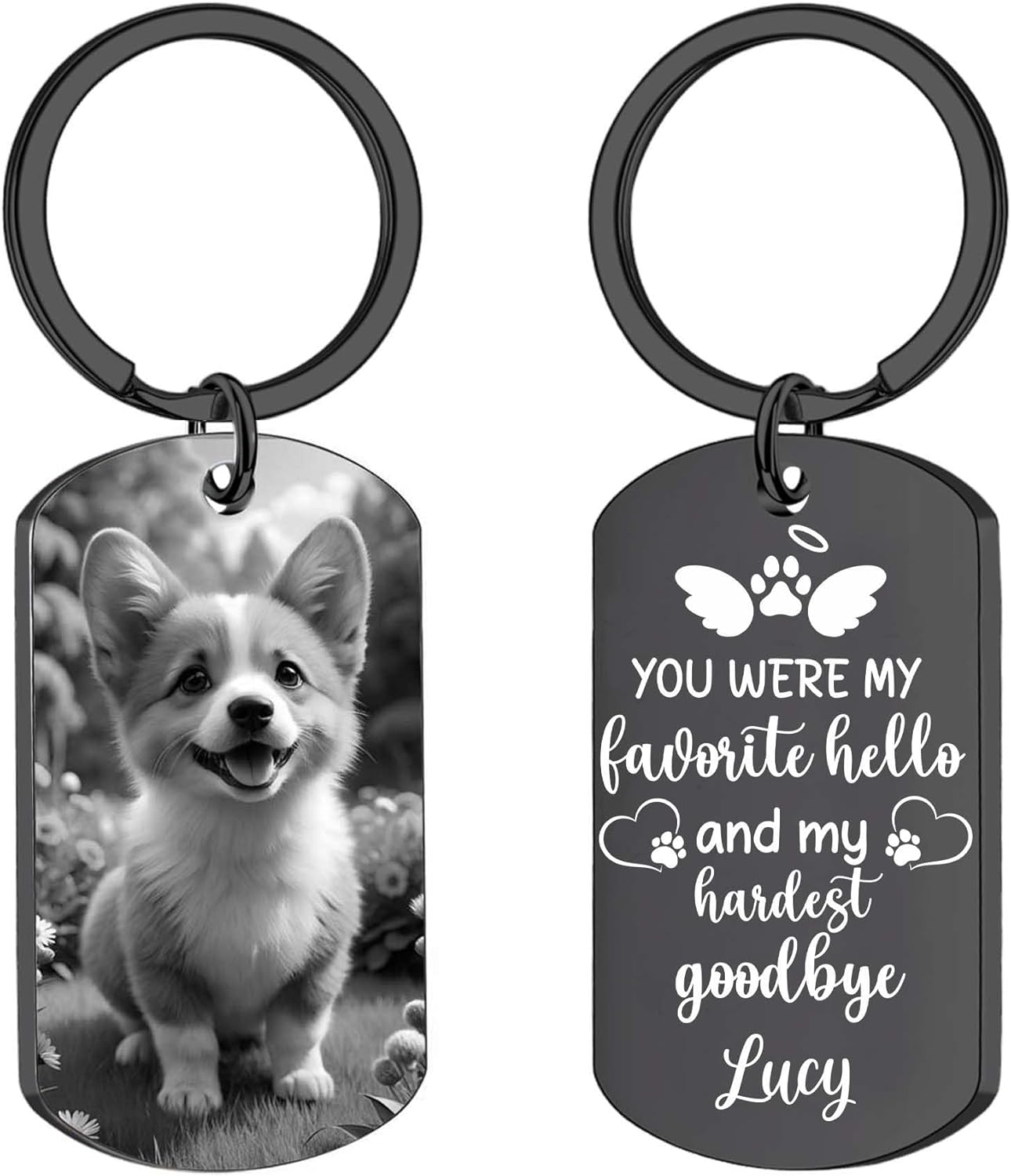 Personalized Pet Memorial Keychain for Loss of Dog Custom Keychain with Dog Picture Customized Sympathy Keyring