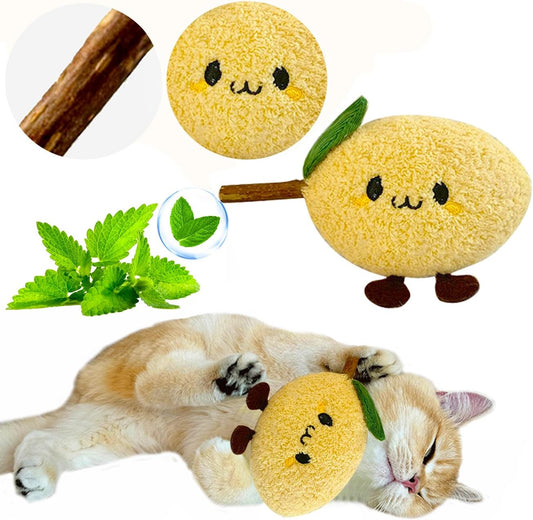 Durable and lnteractive Cat Teething Stick Toys: Chewing Stick, Grinding Teeth Rod, and chewable Cat Doll for Your Pet's Entertainment (Lemon Yellow)