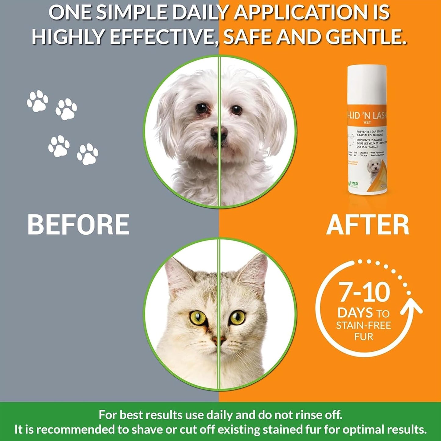 I-LID ’N LASH Vet Pump Pet Tear Stain Preventer for Dogs (50 ml) | Prevents Eye Tear Stains | Odor Eye Cleaner | Cats & Dogs Tear Stain Solution with Hyaluronic Acid | Non Antibiotic Eye Wash Solution